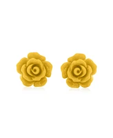 Bling Jewelry Set of 3 Romantic 3D Carved Rose Flower Post Stud Earrings 10MM Lightweight