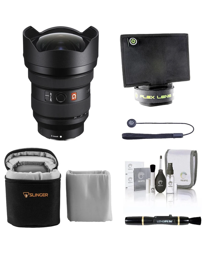 Sony Fe 12-24mm f/2.8 Gm Lens for Sony E, Bundle with Lens Shade, Lens Cleaner, Cleaning Kit, Lens Cap Tether