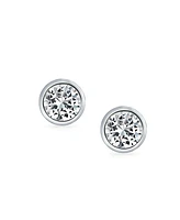 Bling Jewelry Set of 2 Simple Martini Bezel Set Cz Stud Earrings Gold Plated Sterling Silver