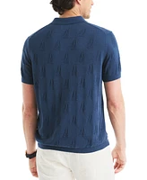 Nautica Men's Sailboat Textured Sweater Polo Shirt