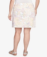 Hearts Of Palm Plus Floral Print Pull On Skirt