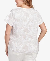 Hearts Of Palm Plus Short Sleeve Surplice Top