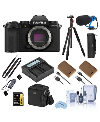 Fujifilm X-S20 Mirrorless Camera, Black, Bundle with 128GB Memory Card, 2x Battery, Tripod, Shotgun Microphone and Backpack