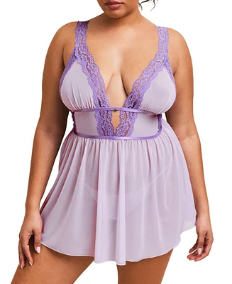 Adore Me Plus Adalee Babydoll & G-String Set Lingerie