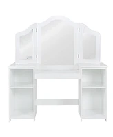 Vanity Table Set Makeup Dressing Kids Girls Study Table Tri Folding