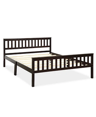 Wood Bed Frame Support Platform with Headboard and Footboard