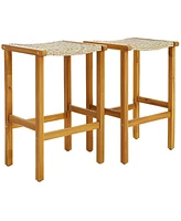 Patio Wood Bar Stools Set of 2