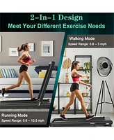 4.75HP 2 In 1 Folding Treadmill with Remote App Control-Black