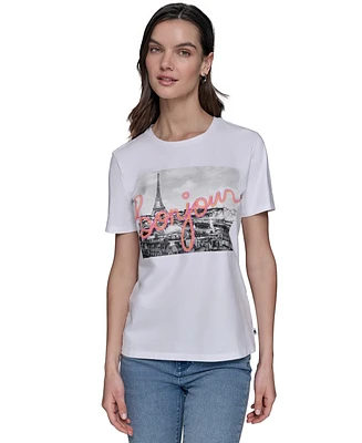 Karl Lagerfeld Paris Petite Bonjour Graphic T-Shirt