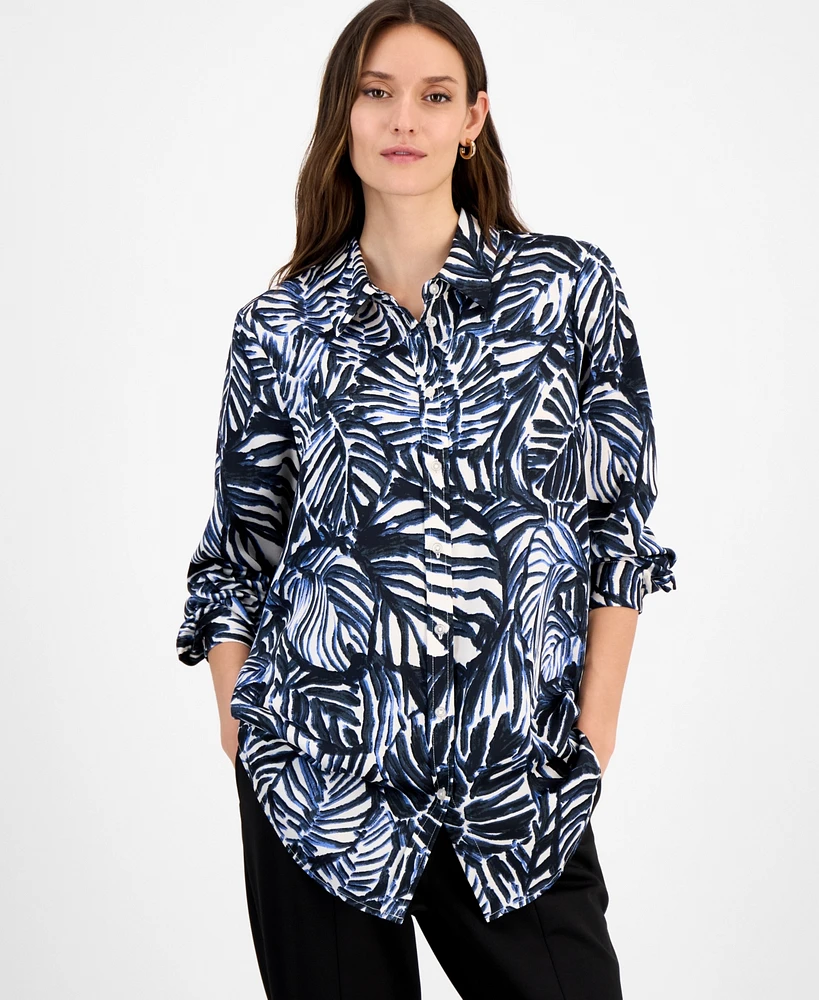 Tahari Asl Women's Printed Button-Front Blouse