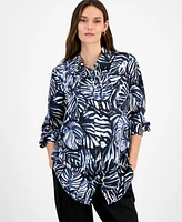 Tahari Asl Women's Printed Button-Front Blouse
