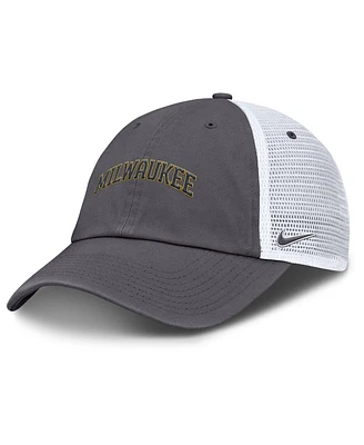 Nike Men's Gray Milwaukee Brewers Wordmark Club Adjustable Trucker Hat
