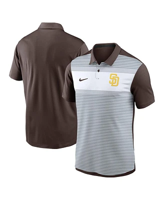 Nike Men's White/Brown San Diego Padres Vapor Striped Performance Polo Shirt