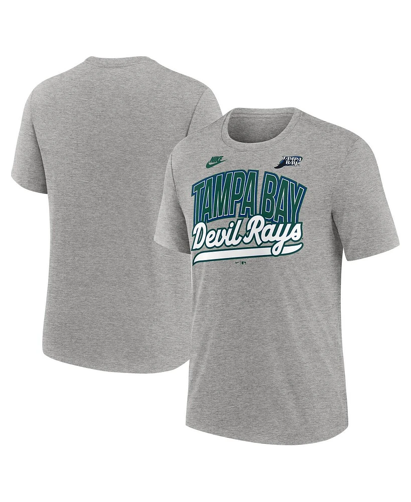 Nike Men's Heather Gray Tampa Bay Rays Cooperstown Collection Retro Tri-Blend T-Shirt