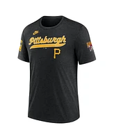 Nike Men's Heather Black Pittsburgh Pirates Cooperstown Collection Eras Tri-Blend T-Shirt