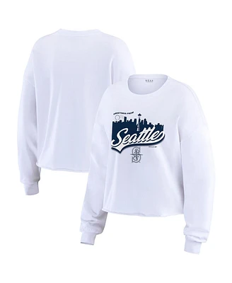 Wear By Erin Andrews Women's White Seattle Mariners Domestic Postcard Long Sleeve T-Shirt