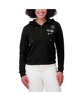 Wear By Erin Andrews Women's Black Vegas Golden Knights Waffle-Knit Pullover Hoodie