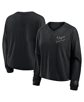 Fanatics Women's Black Vegas Golden Knights Oversized All Out Effort Long Sleeve Henley T-Shirt