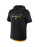 Fanatics Men's Black Pittsburgh Pirates Clubhouse Optimal Play Raglan Short Sleeve Pullover Hoodie