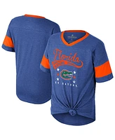 Colosseum Big Girls Royal Florida Gators Frontier Tie Front T-Shirt