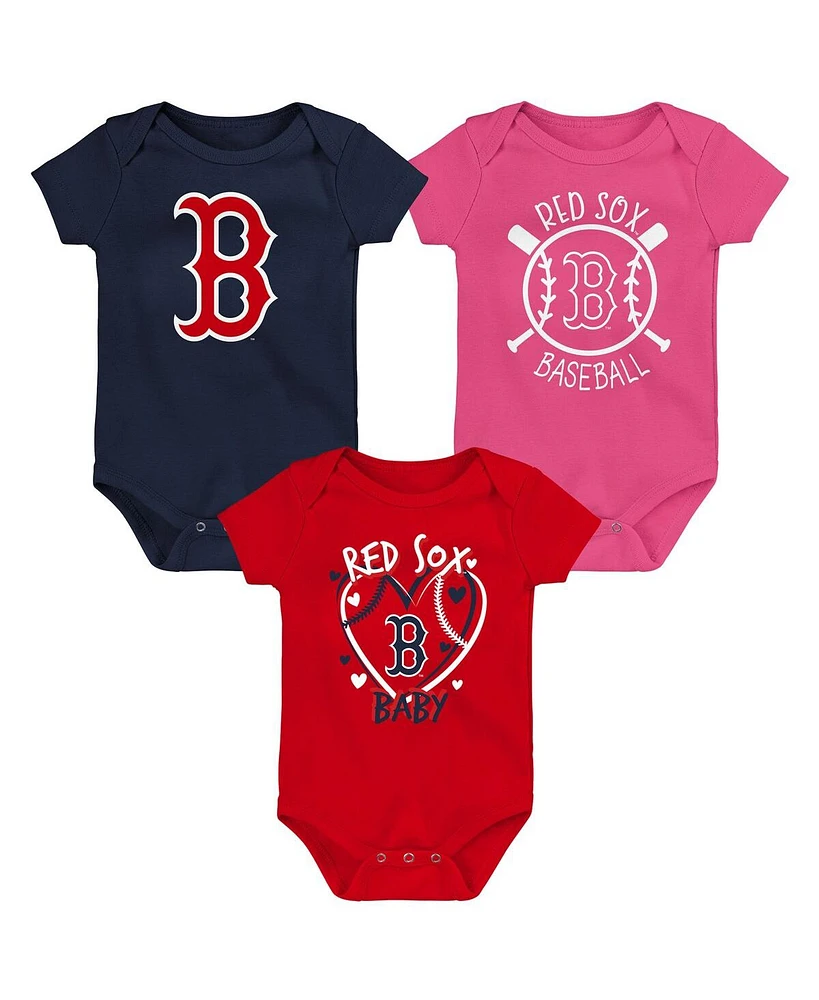 Outerstuff Baby Boys and Girls Boston Red Sox Slide Home Bodysuit 3-Pack
