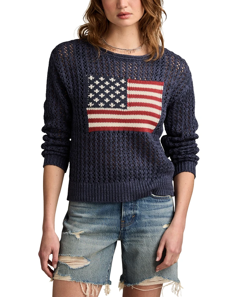 Lucky Brand Women's Cotton Americana Long-Sleeve Sweater