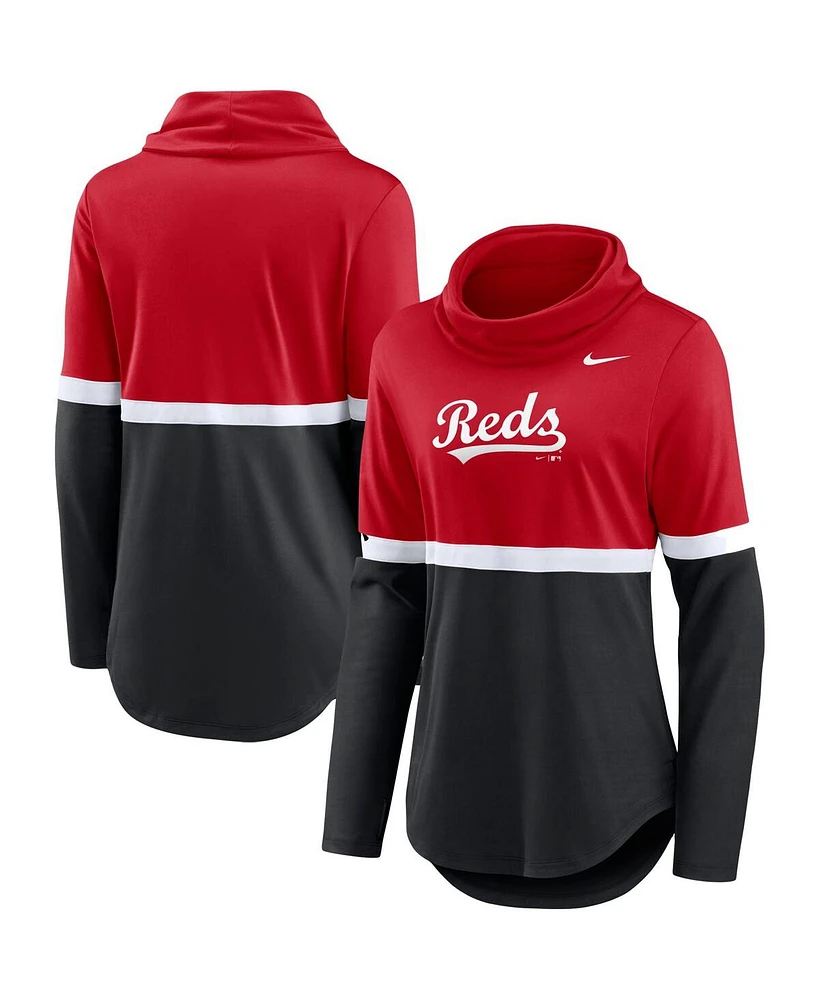Nike Women's Red/Black Cincinnati Reds Club Lettering Fashion Performance Pullover Sweatshirt