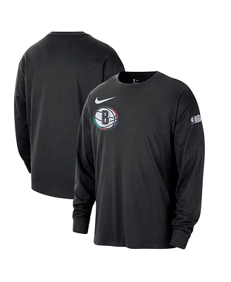 Nike Men's Black Brooklyn Nets 2024/25 City Edition Courtside Max90 Heavyweight Long Sleeve T-Shirt