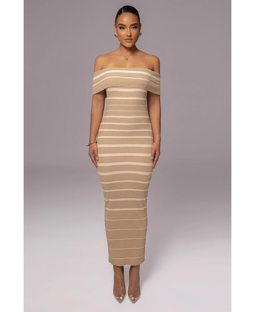 Jluxlabel Women's Off The Shoulder Striped Dress