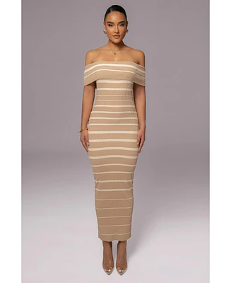 Jluxlabel Women's Off The Shoulder Striped Dress