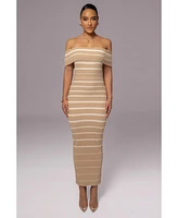 Jluxlabel Women's Off The Shoulder Striped Dress