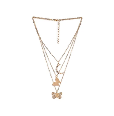 Sohi Women's Gold Plated Designer Stone Multi-Layer Necklace