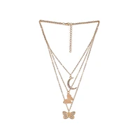 Sohi Women's Gold Plated Designer Stone Multi-Layer Necklace