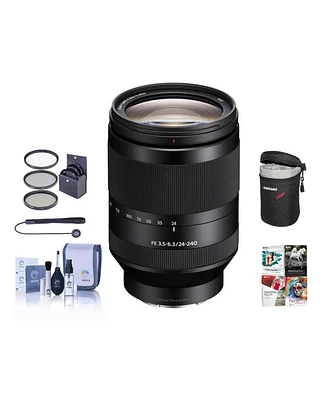 Sony Fe 24-240mm f/3.5-6.3 Oss Lens for Sony E, Bundle with ProOptic 72mm Uv Filter, Lens Pouch, Cleaning Kit, Cap Tether, Pc Software Kit