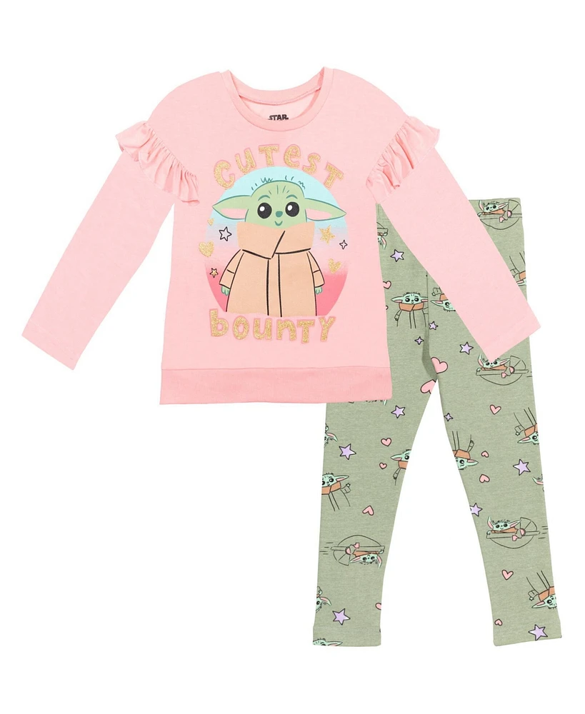 Star Wars Girls The Mandalorian Yoda T-Shirt and Leggings Outfit Set