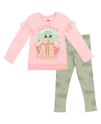 Star Wars Girls The Mandalorian Yoda T-Shirt and Leggings Outfit Set