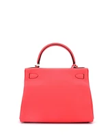 Pre-Owned Hermes Kelly 28 Handbag Red Clemence with Palladium Hardware