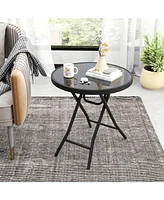 Folding Side Table Patio Round Compact Coffee