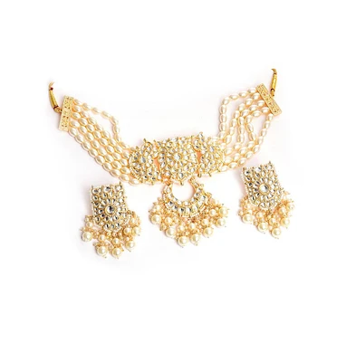 Sohi Women's Gold Plated Designer Stone Beaded Jewellery Set