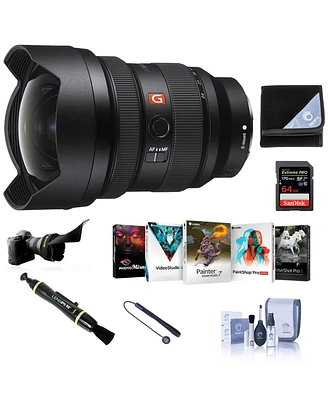 Sony Fe 12-24mm f/2.8 Gm Lens for Sony E-Mount Bundle with 64GB Sd Card, Lens Shade, Wrap, Cleaner, Corel Pc Software Kit and Accessories