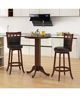 Wood Pub Round Dining Table with Pedestal Base