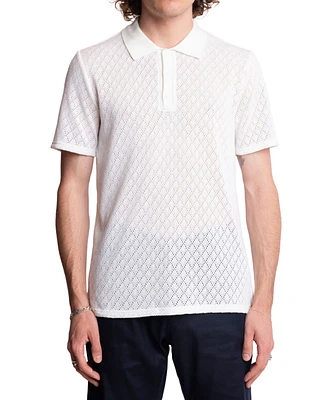 Paisley & Gray Men's Slim Fit Short Sleeve Diamond-Pattern Polo Shirt