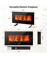 Gymax 36'' Electric Fireplace Wall Mounted & Freestanding Heater Remote Control 1500W