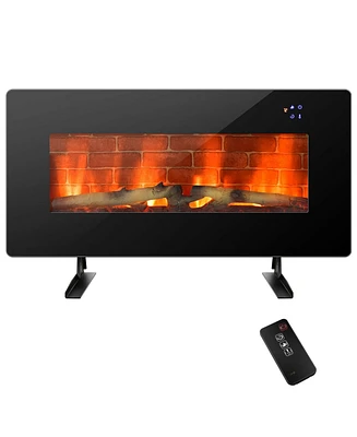 Gymax 36'' Electric Fireplace Wall Mounted & Freestanding Heater Remote Control 1500W