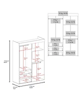 Laurens 4-Door Wardrobe with Drawers and Shelves, Multistorage, Spacious Design, White"
