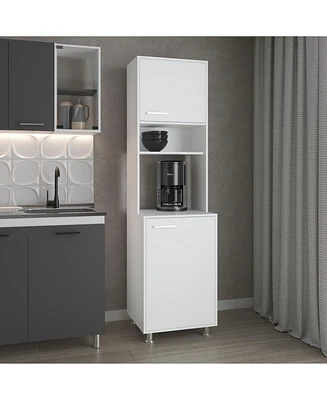 Buckeye Kitchen Pantry with Open Storage and 2 Doors, White