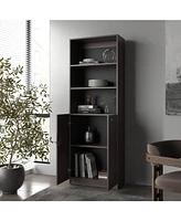 Beyerville Bookcase with Open Storage and 2 Doors, Stained Walnut