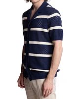 Paisley & Gray Men's Slim Fit Short Sleeve Striped Crochet Cardigan Sweater
