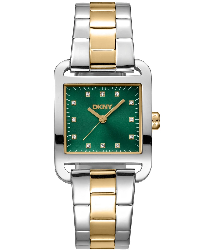 Dkny Women's City Midi Dark Green Dial Gold-Two-Tone Stainless Steel Bracelet Watch 27x34.5mm