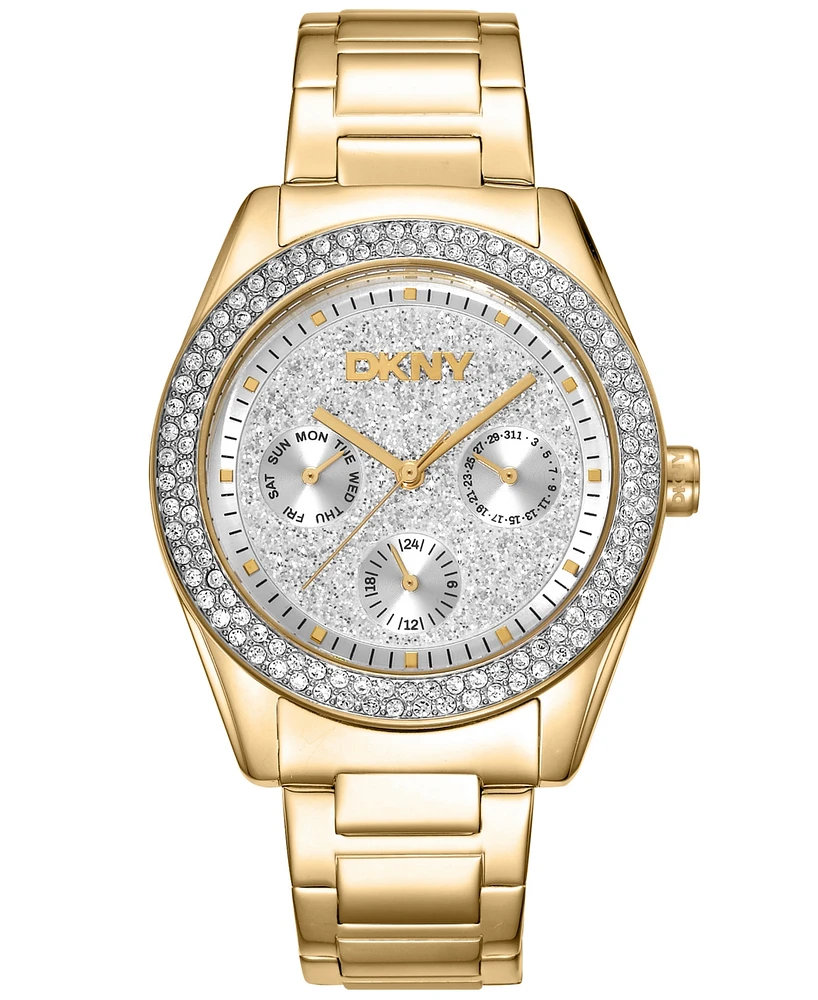 Dkny Women's Chambers Multi-Function Chronograph Gold-Tone Stainless Steel Bracelet Watch, 36mm